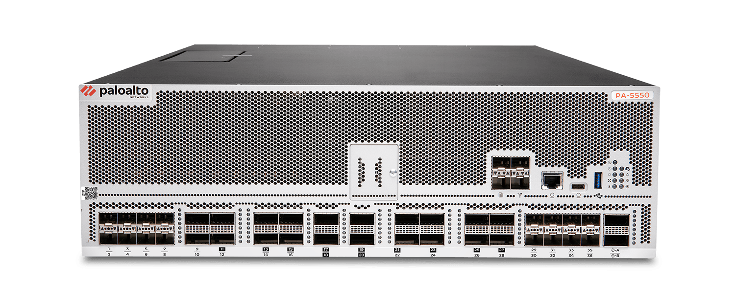Firewall Palo Alto Networks PA-5550, vista frontal com o equipamento completo