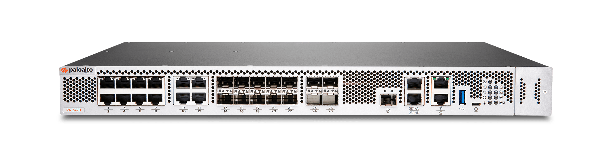 Firewall Palo Alto Networks PA-3420, vista frontal com o equipamento completo