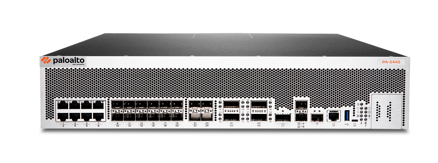 Firewall Palo Alto Networks PA-5445, vista frontal com o equipamento completo