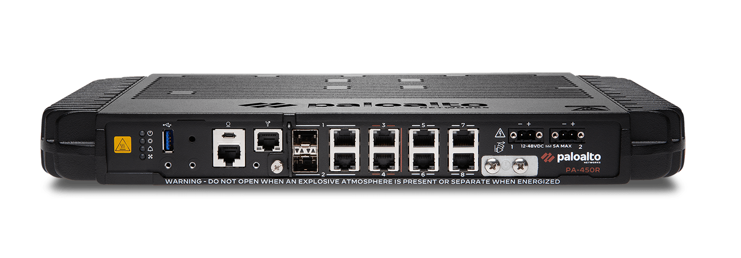 Firewall Palo Alto Networks PA-450R, vista frontal com o equipamento completo