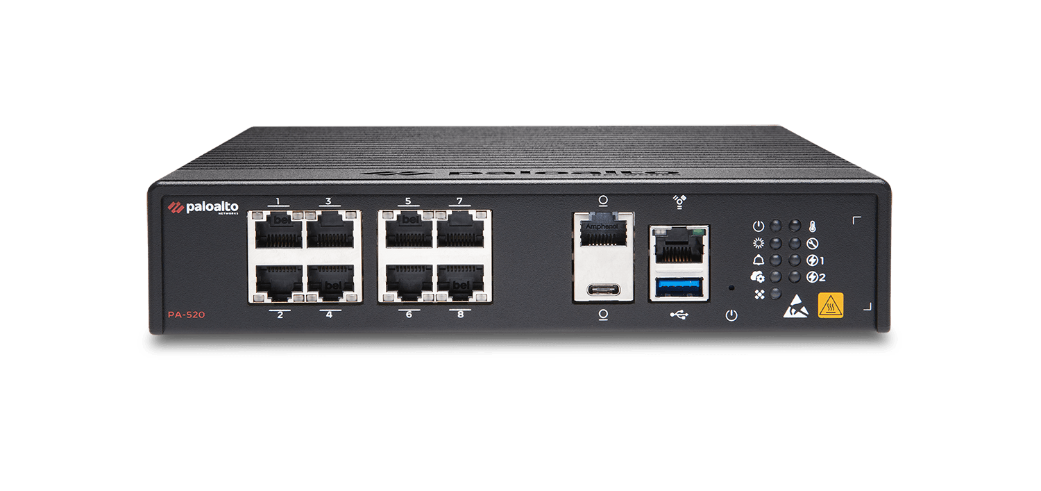 Firewall Palo Alto Networks PA-520, vista frontal com o equipamento completo
