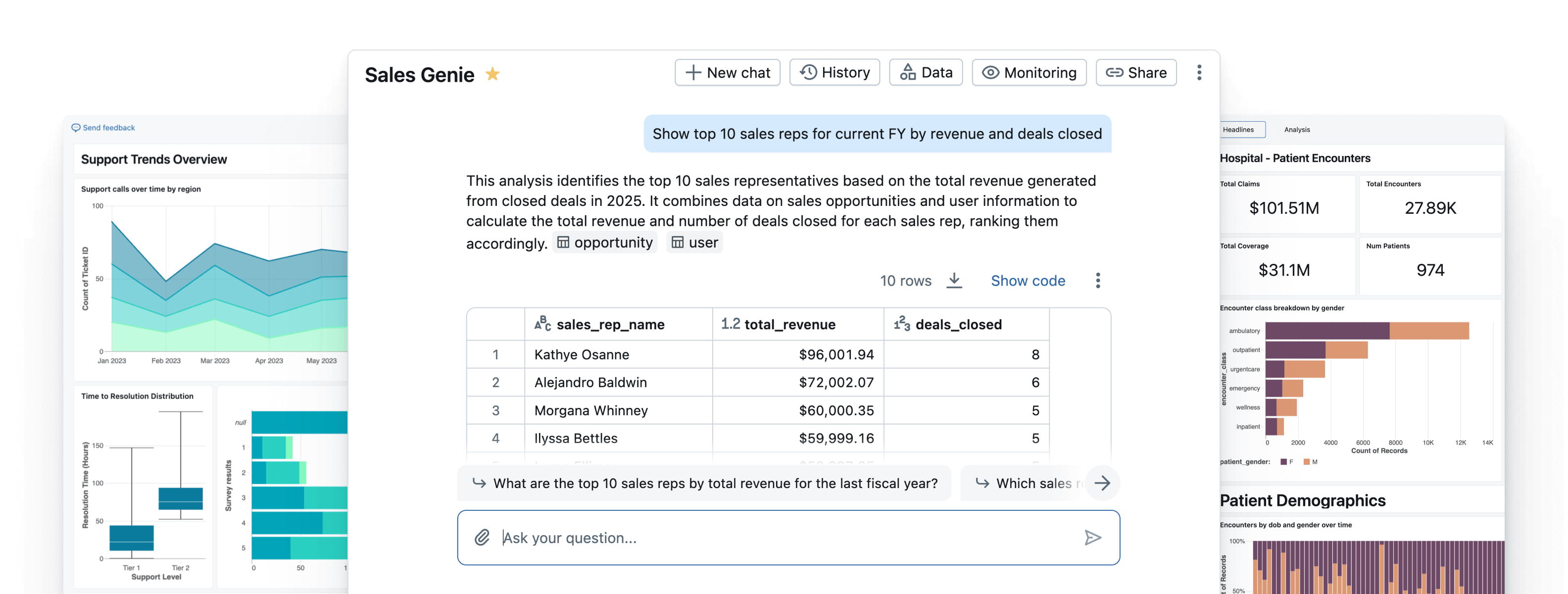 Interface oficial do Databricks AI/BI Genie