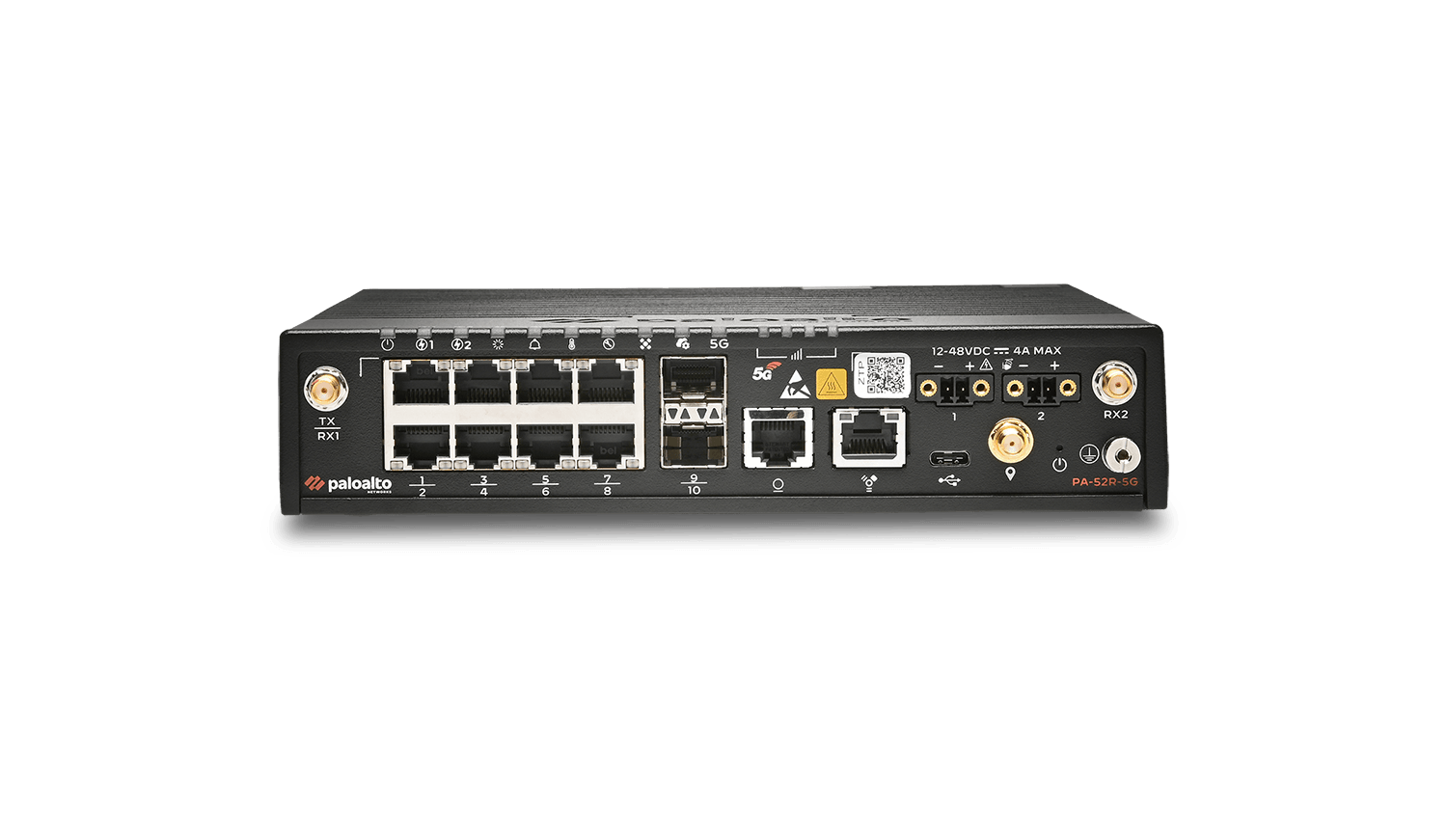 Firewall Palo Alto Networks PA-52R-5G, vista frontal com o equipamento completo