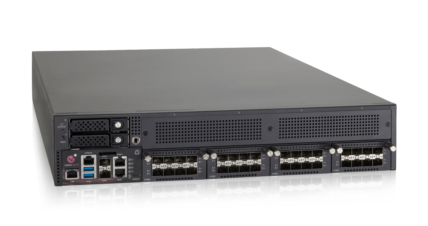 Firewall Check Point 19100, vista frontal e superior conforme datasheet oficial