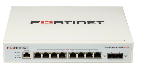 FortiSwitch 108F-POE — imagem oficial do produto