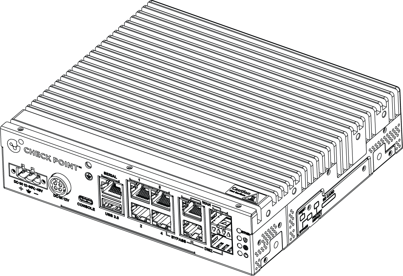 Check Point Rugged 1595R cabeado, diagrama técnico oficial do appliance